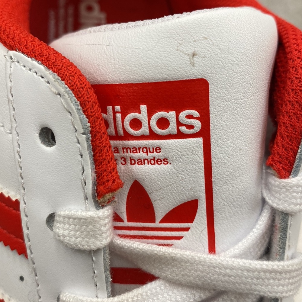 NWT Adidas Superstar Shoes Originals Sneakers Cloud White and Vivid Red - Size 9 - Picture 8 of 10